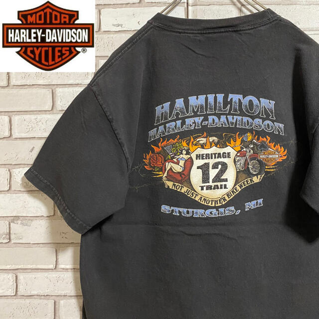 Harley Davidson(ハーレーダビッドソン)の90s 古着 ハーレーダビッドソン メキシコ製 バックプリント ビッグプリント メンズのトップス(Tシャツ/カットソー(半袖/袖なし))の商品写真