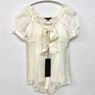 ヴィエルジュ(VIERGE)の☆VIERGE ヴィエルジュ☆ボウタイリボン付き半袖ブラウス/36サイズ/未着用(シャツ/ブラウス(半袖/袖なし))