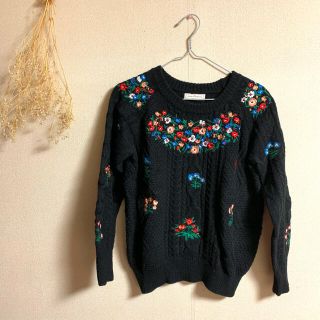 古着　花柄　刺繍　ニット(ニット/セーター)