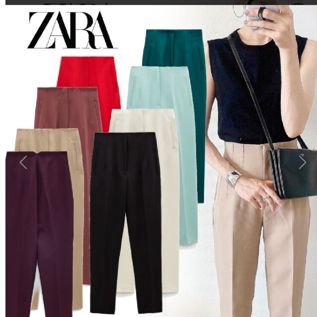 ZARA(ザラ)のZARA　ハイウエストパンツ　黒　　M  レディースのパンツ(その他)の商品写真