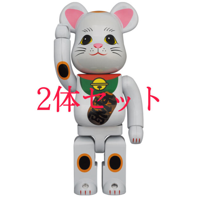 BE@RBRICK 招き猫 白メッキ 発光 400％ 2体セット