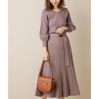 ナチュラルクチュール(natural couture)の👗配色ニットプリーツワンピース💓(ロングワンピース/マキシワンピース)