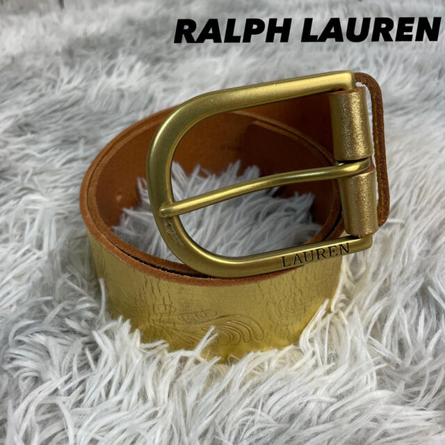 Ralph Lauren(ラルフローレン)の●美品●ラルフローレン　ベルト　ゴールド　イタリアレザー レディースのファッション小物(ベルト)の商品写真