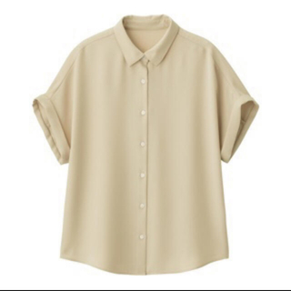 ジーユー(GU)のLサイズ　エアリーシャツ　半袖　ベージュ　GU(シャツ/ブラウス(半袖/袖なし))