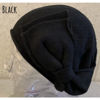 送料込 新品 帽子 リボン コットン ベレー帽 ベレー ゆったりシンプル 綿 K(ハンチング/ベレー帽)