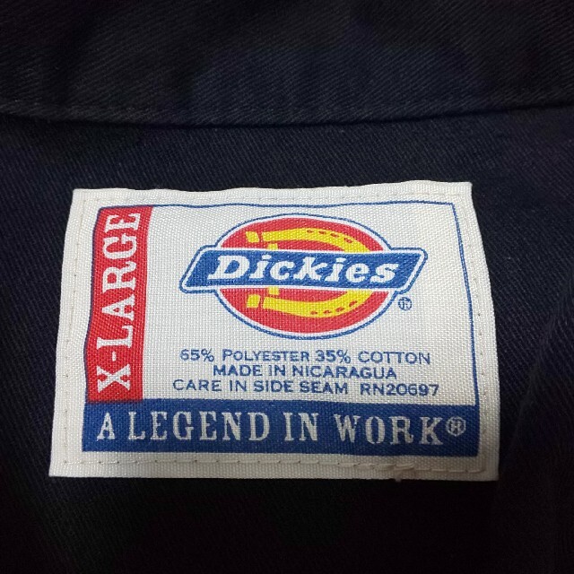 【美品/希少】海外製 Dickies ワークシャツ ワッペン×刺繍 ビンテージ
