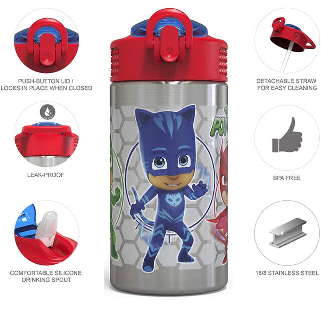 【パジャマスク】水筒　ストローマグ　PJ MASKS キッズ/ベビー/マタニティの授乳/お食事用品(水筒)の商品写真