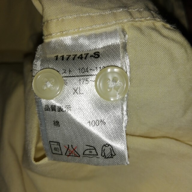 ikka(イッカ)のikka  メンズ　七分袖丈ボタンダウンシャツ　イエロー　XL サイズ メンズのトップス(シャツ)の商品写真