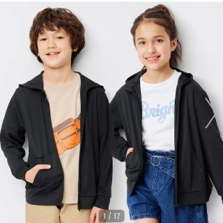 ジーユー(GU)の美品【KIDS(男女兼用)UVカットフルジップパーカ(長袖)】(ジャケット/上着)