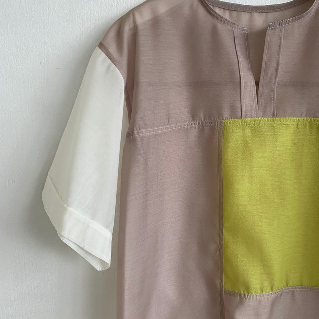 ミューラル MURRAL 20SS COLOR BLOCK TOP シアーシャツ