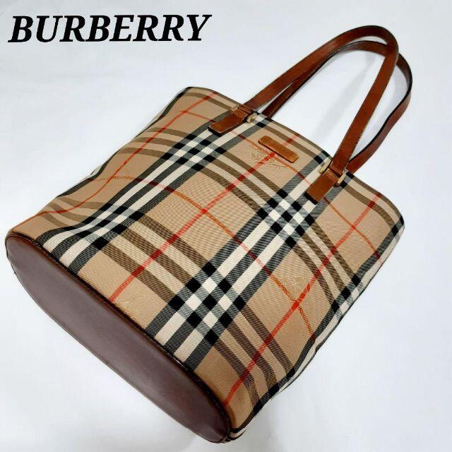 BURBERRY   美品 バーバリー チェック ホース バッグ レザー