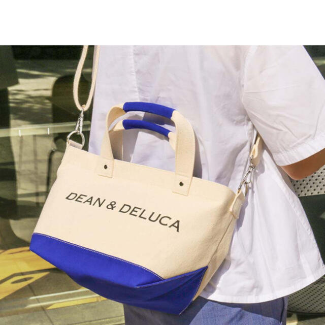 DEAN & DELUCA(ディーンアンドデルーカ)のDEAN & DELUCA キャンバストートバッグ ブルー&ナチュラル Sサイズ レディースのバッグ(ショルダーバッグ)の商品写真