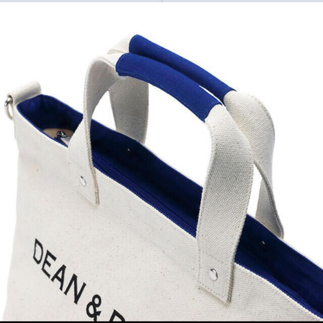 DEAN & DELUCA(ディーンアンドデルーカ)のDEAN & DELUCA キャンバストートバッグ ブルー&ナチュラル Sサイズ レディースのバッグ(ショルダーバッグ)の商品写真