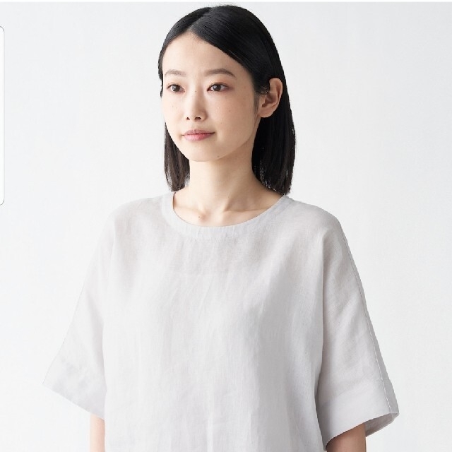 MUJI (無印良品)(ムジルシリョウヒン)の【MUJI】新品未使用 オーガニックリネン洗いざらし半袖ブラウス  レディースのトップス(シャツ/ブラウス(半袖/袖なし))の商品写真