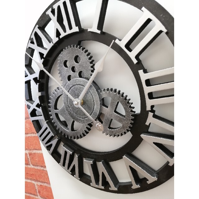 高品質】【高品質】歯車 スチームパンク 壁掛け時計 シルバー 掛時計柱時計