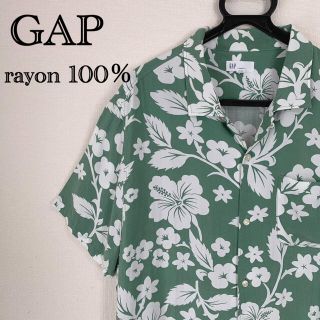 ギャップ(GAP)のGAP オープンカラーシャツ　アロハシャツ　レーヨン100% 　総柄　花柄　XL(シャツ)