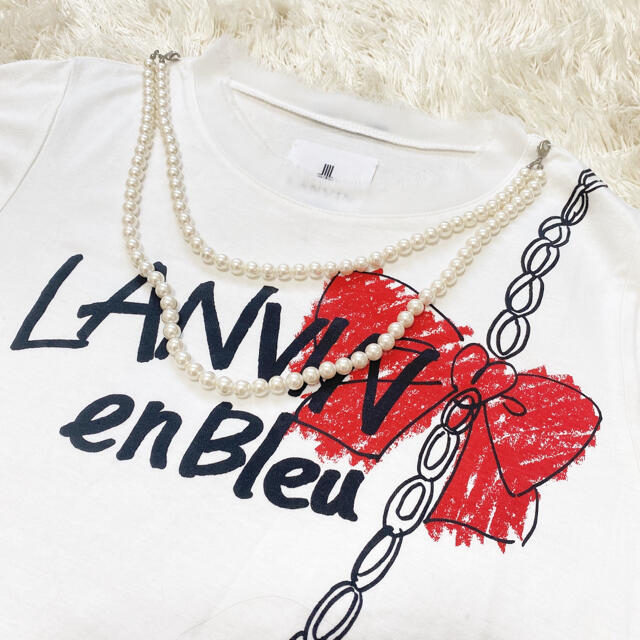 LANVIN en Bleu(ランバンオンブルー)のランバンオンブルー Tシャツ パール付き レディースのトップス(Tシャツ(半袖/袖なし))の商品写真