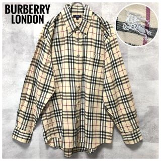 バーバリー(BURBERRY)の極美品⭐️バーバリーロンドン ノバチェック ホースロゴ 刺繍 長袖 2XL相当(シャツ)