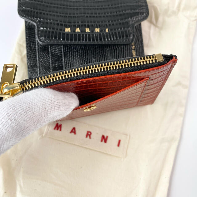 タグ付新品未使用】Marni クロコ型押し 折り財布 レアカラー - www