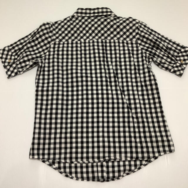 黒　チェック　コットン　半袖シャツ　L レディースのトップス(シャツ/ブラウス(半袖/袖なし))の商品写真