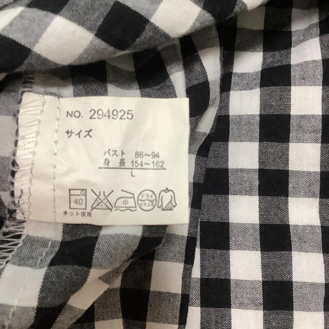 黒　チェック　コットン　半袖シャツ　L レディースのトップス(シャツ/ブラウス(半袖/袖なし))の商品写真