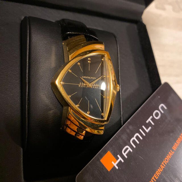 希少品！ HAMILTON ベンチュラ H243010 ゴールド ブラック 金黒douzo時計