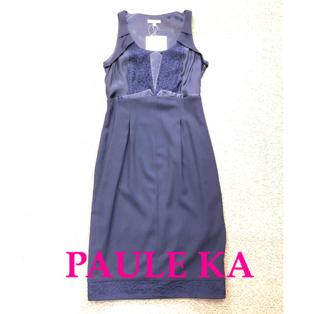 PAULE KA(ポールカ)の処分セール　新品　PAULE KA ポールカ　ネイビー　ワンピース　レース レディースのワンピース(ひざ丈ワンピース)の商品写真