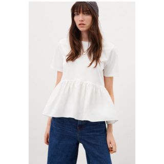 ザラ(ZARA)のZARA コントラストペプラム Tシャツ M ✨新品未使用✨(Tシャツ(半袖/袖なし))