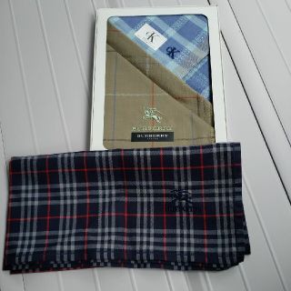 バーバリー(BURBERRY)のclover様専用　新品未使用バーバリー紺地チェック&茶系チェック&カルバン(ハンカチ/ポケットチーフ)