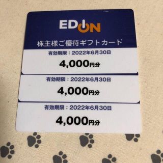 12000円分　エディオン　株主優待券(ショッピング)