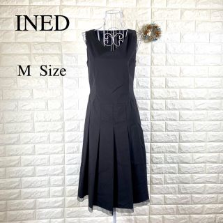 イネド(INED)の美品 INED イネド ワンピース ミモレ丈 黒 M(ひざ丈ワンピース)