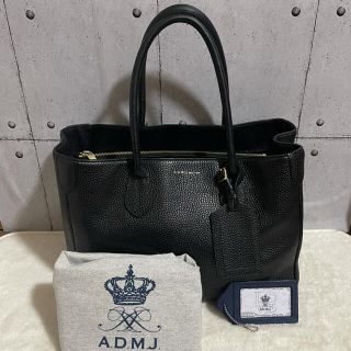 エーディーエムジェイ(A.D.M.J.)の【美品】A.D.M.J. トートバッグ ブラック 牛革 レザー A4収納可(トートバッグ)