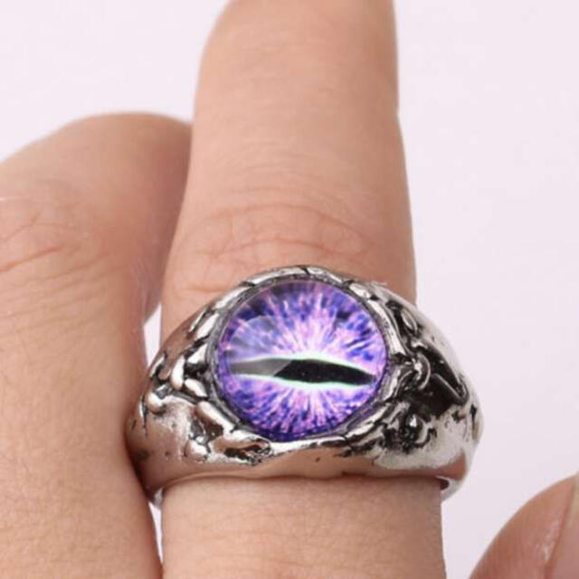 ドラゴン アイリング シルバー ドラゴン 龍 紫 指輪 アクセサリー メンズのアクセサリー(リング(指輪))の商品写真