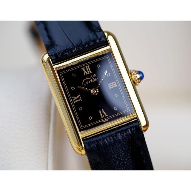 美品 カルティエ マスト タンク ブラック ローマン SM Cartier腕時計