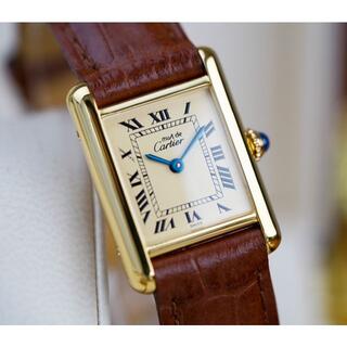 カルティエ(Cartier)の美品 カルティエ マスト タンク アイボリー ローマン 手巻き SM (腕時計)
