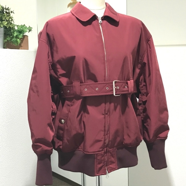 ルシェルブルー LE CIEL BLEU ベルテッドボンバー ジャケット 20S64101 Belted Bomber JK アウター ブルゾンジャケット ポリエステル レッド ボルドー 未使用