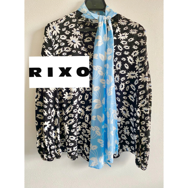 RIXO LONDON フラワープリントボウタイブラウス