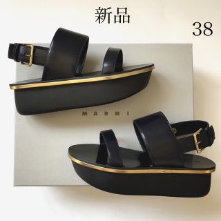 マルニ(Marni)の新品/38 MARNI マルニ プラットホーム サンダル ダークネイビー(サンダル)