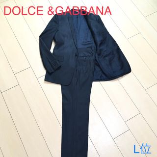 ドルチェアンドガッバーナ(DOLCE&GABBANA)の極美品★ドルチェ&ガッバーナ シルク混◎高級ブラックストライプスーツ A298(セットアップ)