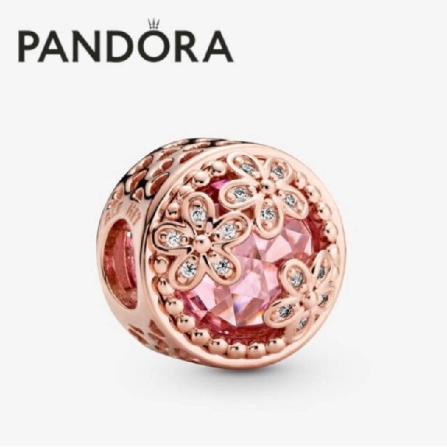 【新品】PANDORA スパークリングピンクデイジーフラワー クロス＆ポーチ付き