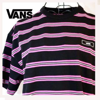 ヴァンズ(VANS)のVANS　Tシャツ　ボーダー 未使用　サイズ：S⑧　黒　ピンク　メンズ＆レディー(Tシャツ(半袖/袖なし))