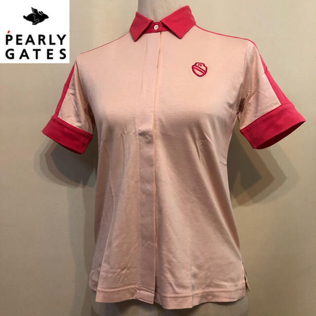 パーリーゲイツ ゴルフ ボタン シャツ  日本製 ピンク系  サイズ0
