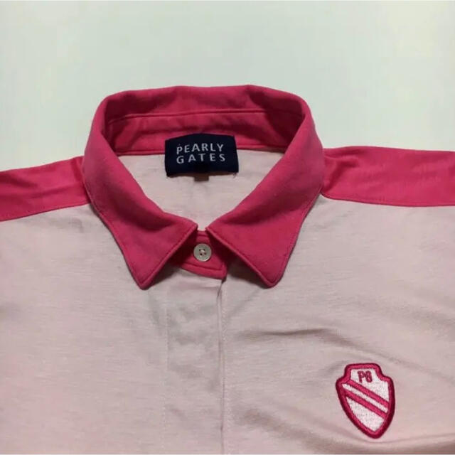 パーリーゲイツ ゴルフ ボタン シャツ  日本製 ピンク系  サイズ0 4