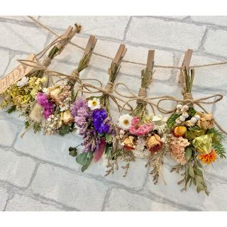 ドライフラワー スワッグ ガーランド❁321 カラフル 薔薇 かすみ草 花束♪