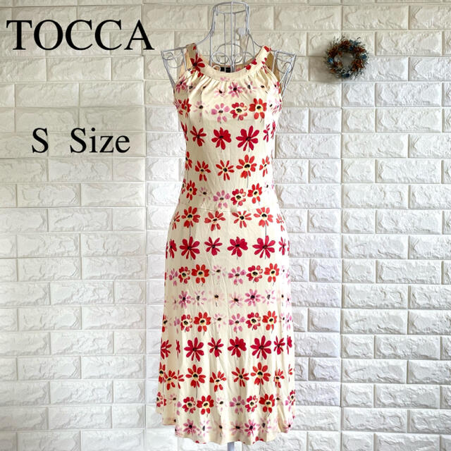 TOCCA トッカ ワンピース ミモレ丈 花柄 ベージュ S 美ラインINDIVI