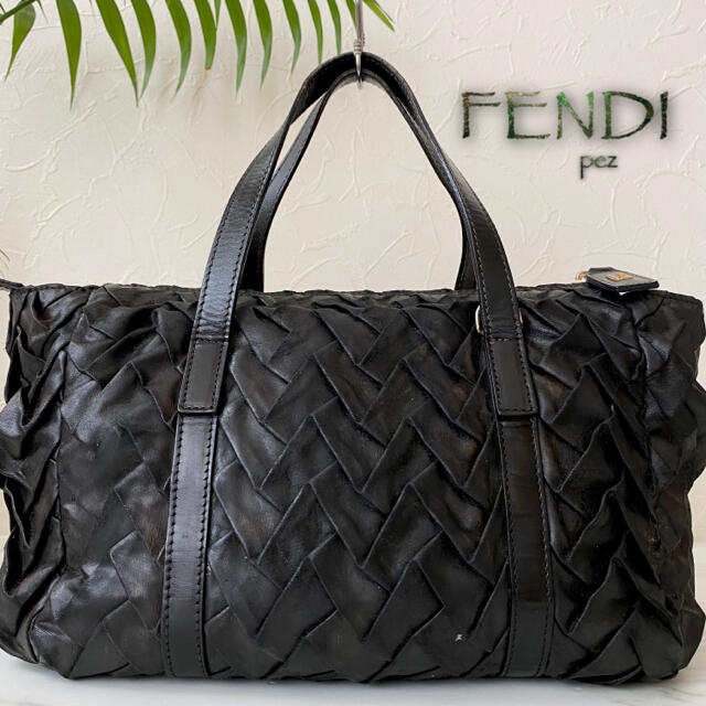 正規品 FENDI フェンディ 編み込み レザートートバッグ - ハンドバッグ