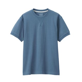 ムジルシリョウヒン(MUJI (無印良品))の太番手天竺編みガゼット付きTシャツ スモーキーブルー(Tシャツ/カットソー(半袖/袖なし))