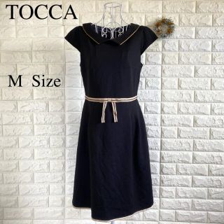 トッカ(TOCCA)のTOCCA ワンピース ミモレ丈 黒 ブラック M 美ライン(ひざ丈ワンピース)