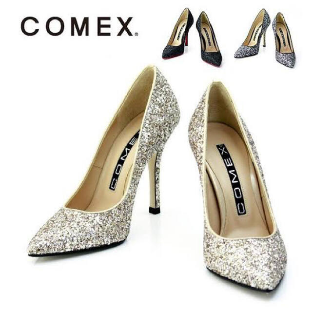 COMEX(コメックス)の【新品同様】COMEX ベージュラメ ヒール パンプス レディースの靴/シューズ(ハイヒール/パンプス)の商品写真