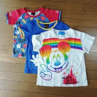 ディズニー(Disney)の100cm半袖Tシャツ３枚(ミッキー柄)(Tシャツ/カットソー)